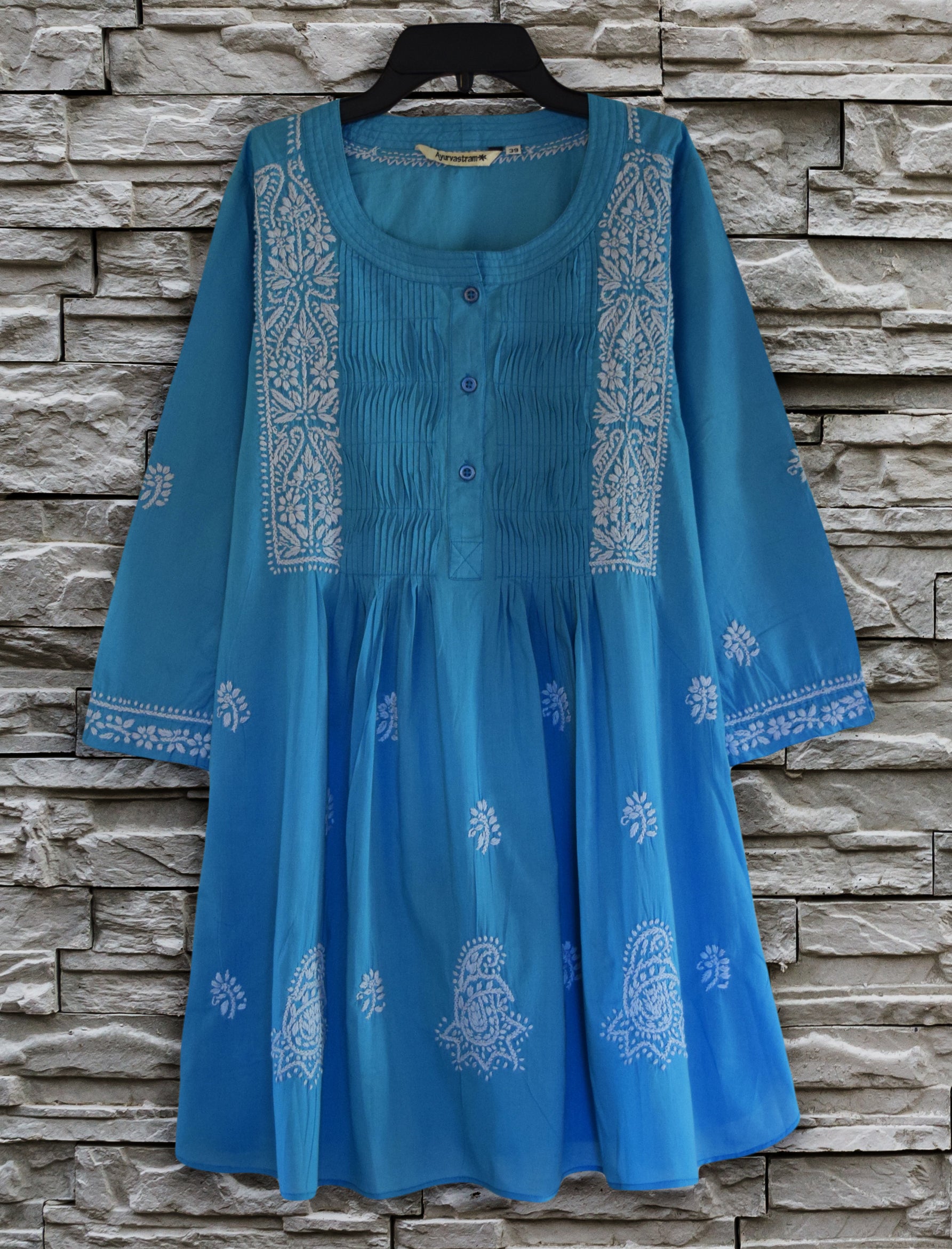 BIBA Womens Sz 42 Indian Embroidered Kurti Tunic Long Dress Ivory Ethnic  Wedding | eBay